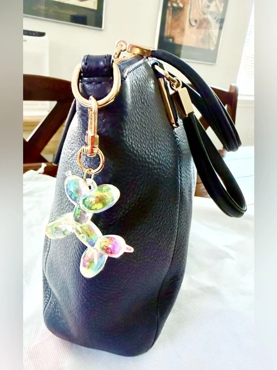 Coach Small Kelsey Satchel F34493 Navy Pebble Leather + Chain Crossbody - Picture 4 of 8